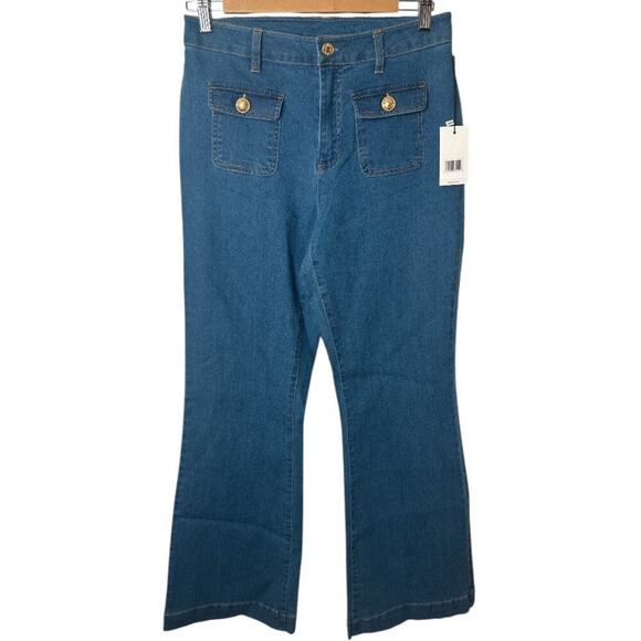 Jason Wu Blue Denim With Patch Pocket Wide Leg Jeans Women's Size 6 NWT - Picture 1 of 6